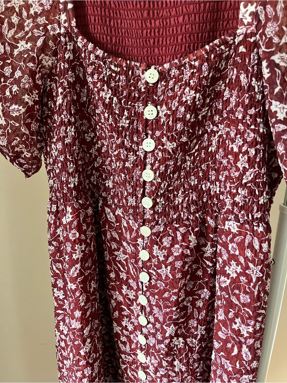 Madewell Lucie Smocked Button Front Midi Dress - Picture 6 of 11
